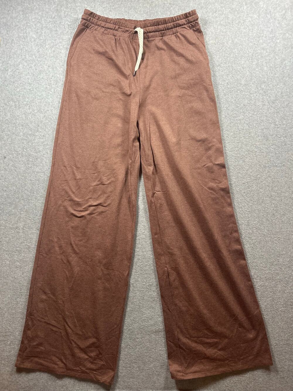 Vuori Halo Essential Wide Leg Lounge Pant Women's Large Brown Elastic Waist